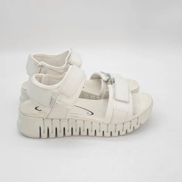 Ecco Gruuv Sol White Leather Sandals 38 7 7.5 Comfort Walking Travel Minimalist - Picture 6 of 9